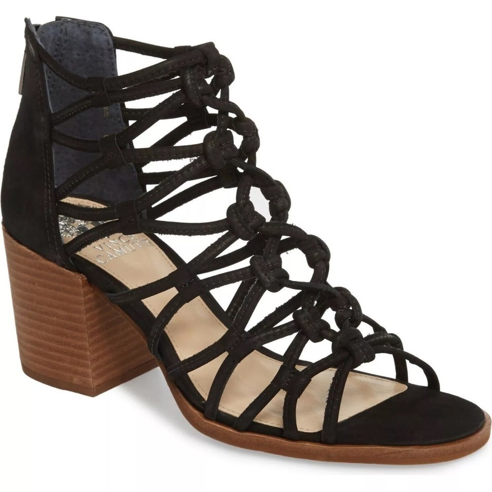 Vince Camuto Cage Karika Black Sandal with Block Heel size 7 women’s